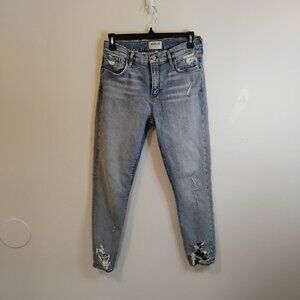 AGOLDE light blue denim stretch skinny jeans distressed ankle  size women's  28